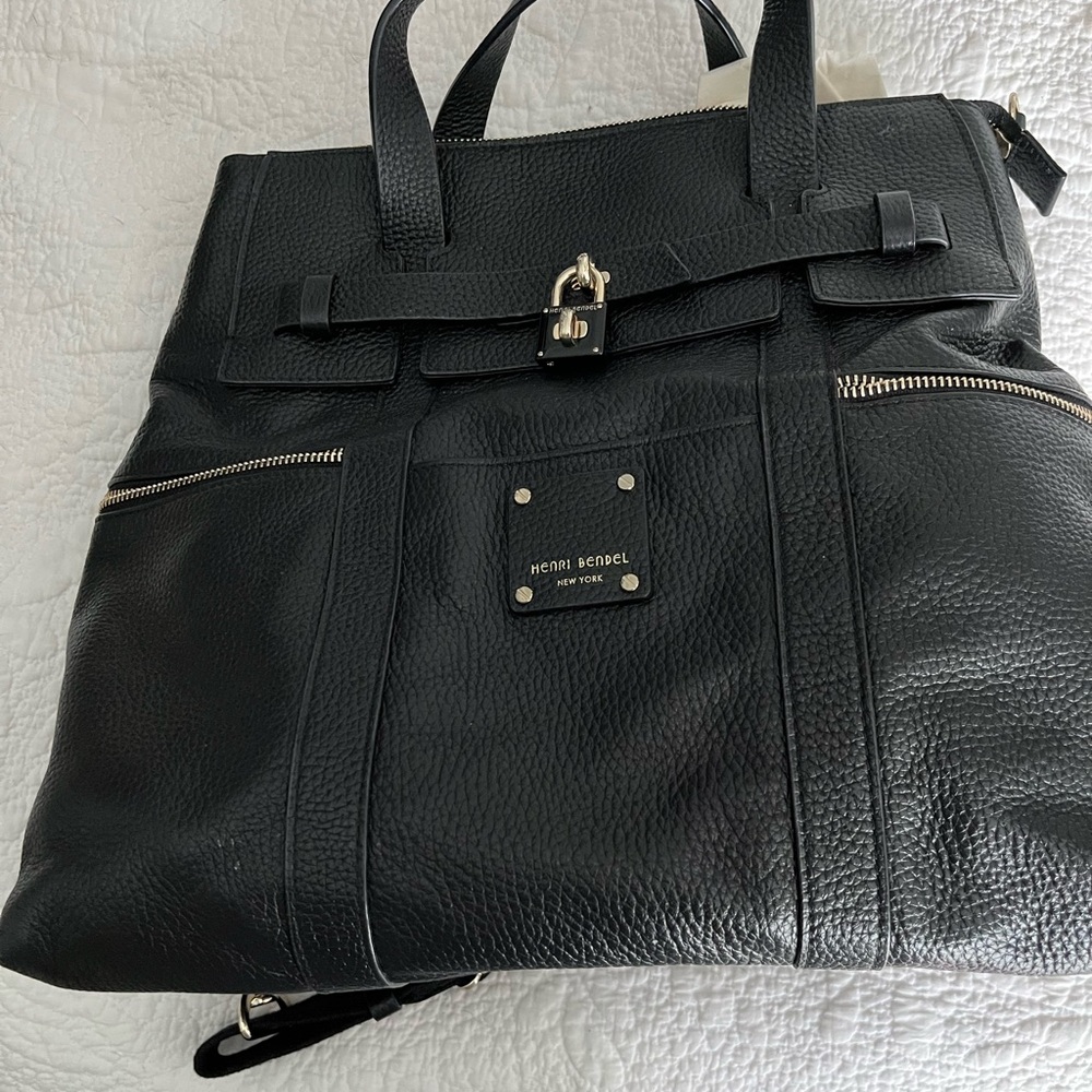 Henri Bendel Black Leather Convertible backpack